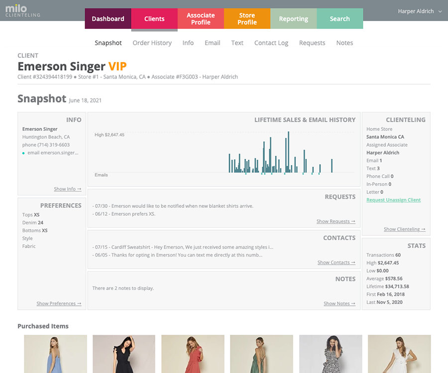 CLIENTELING - Client Snapshot