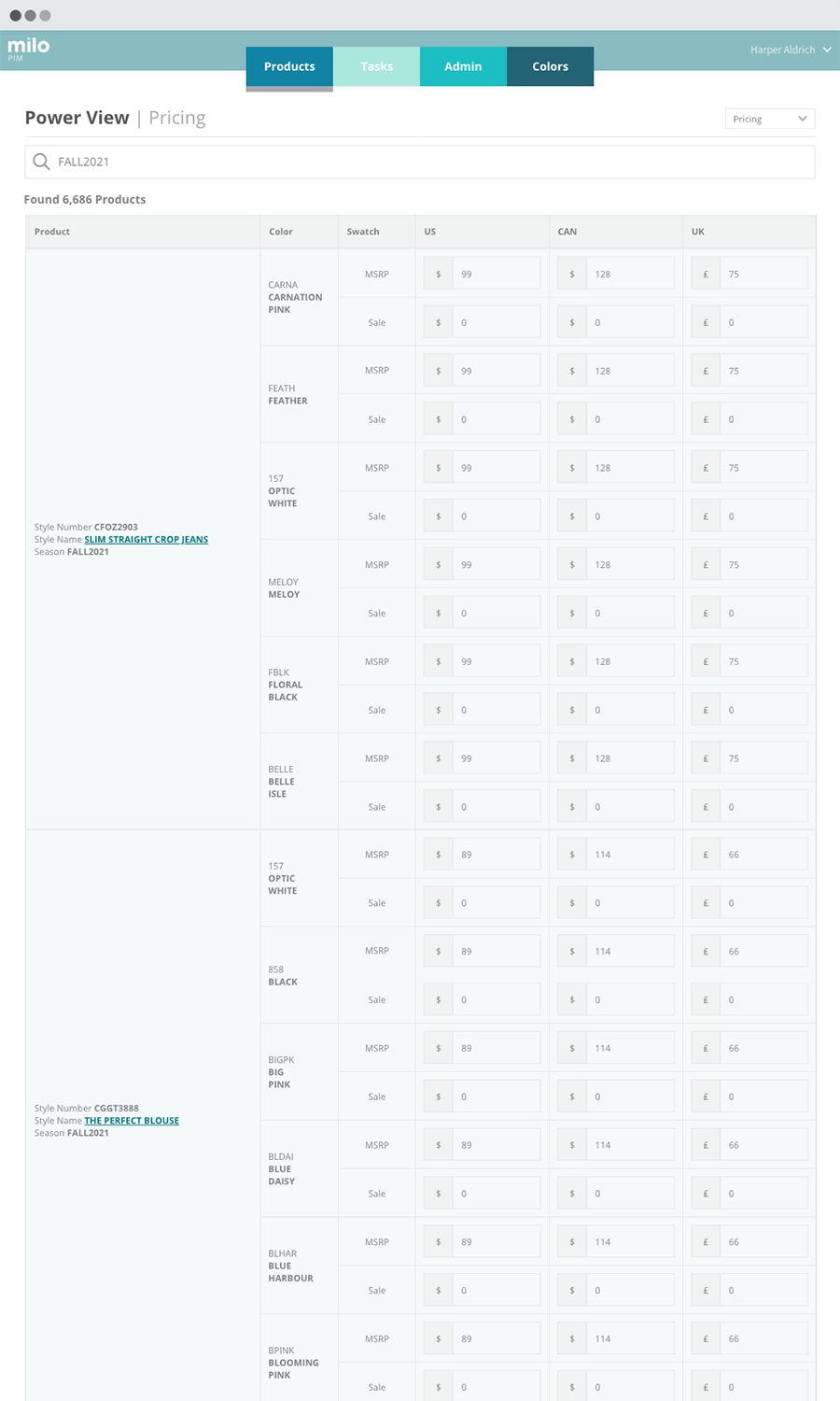 PIM - Power View: Pricing